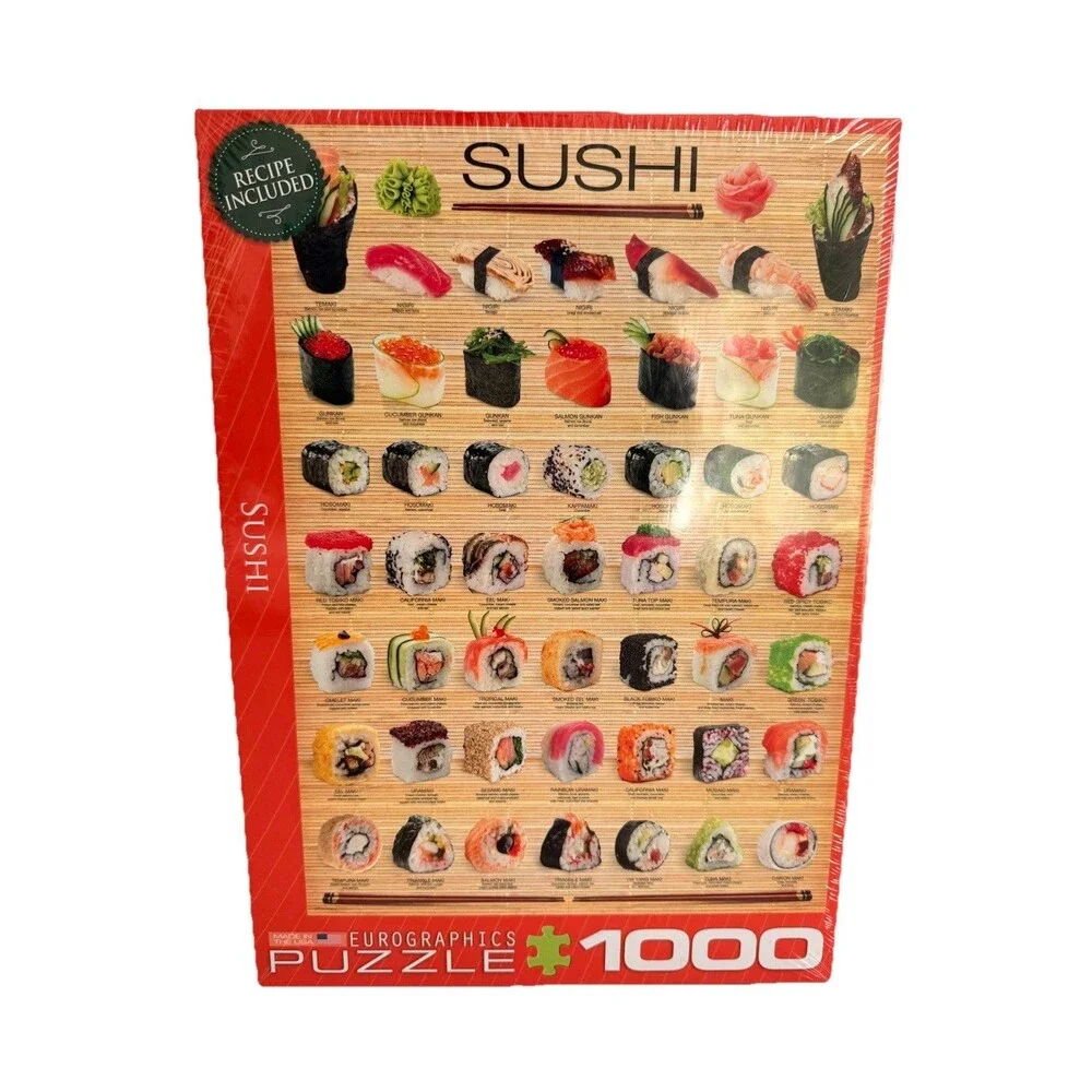 EUROGRAPHICS 1000 Piece Puzzle Sushi 19 1/4 x 26 5/8 New with Recipe included